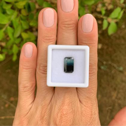 Imagem de Turmalina Bicolor Azul Baguete Retangular 3,02ct