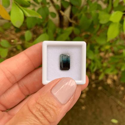 Imagem de Turmalina Bicolor Azul Baguete Retangular 3,02ct