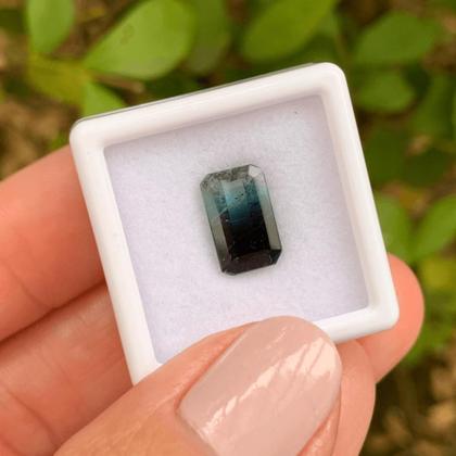 Imagem de Turmalina Bicolor Azul Baguete Retangular 3,02ct