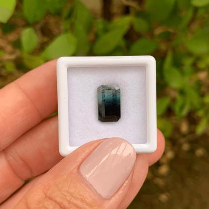 Imagem de Turmalina Bicolor Azul Baguete Retangular 3,02ct
