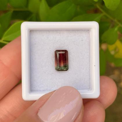 Imagem de Turmalina Bicolor Melância Baguete Retangular 1,23ct