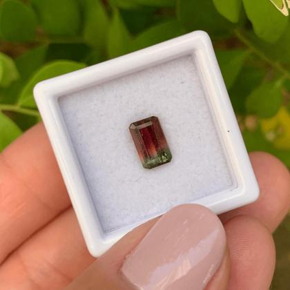 Imagem de Turmalina Bicolor Melância Baguete Retangular 1,23ct