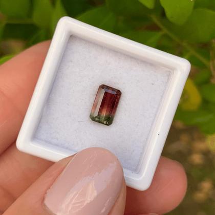 Imagem de Turmalina Bicolor Melância Baguete Retangular 1,23ct