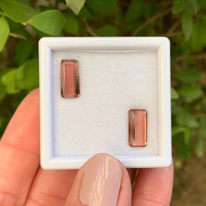 Imagem de Turmalina Vermelha Baguete Retangular Par 4,67ct