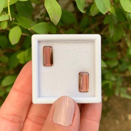 Imagem de Turmalina Vermelha Baguete Retangular Par 4,67ct