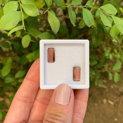 Imagem de Turmalina Vermelha Baguete Retangular Par 4,67ct