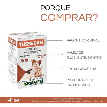 Imagem de Tussedan Xarope Tosse 100ml Pet Cães E Gatos Biofarm