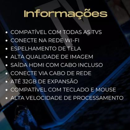 Imagem de Tv Box Aparelho Android Converta Sua Tv Em Smart 4k HD 16GB