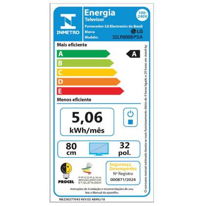 Imagem de TV Smart 32 Polegadas com Alexia Wifi HD LR600BPSA LG