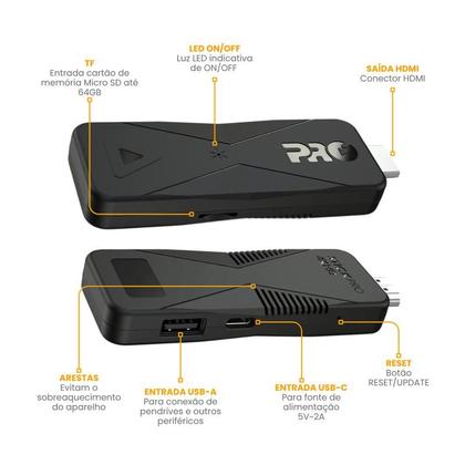 Imagem de TV StickPro Wi-Fi Android 4K HD 16GB Converta Sua TV em Smartv com Controle por Voz e Bluetooth