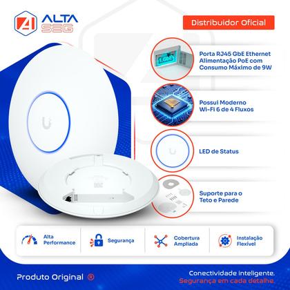 Imagem de U6+ Plus Ubiquiti Com Fonte 30W 48V  Roteador Wi-Fi 6 Access Point 3.0 Gbps + Injetor PoE+