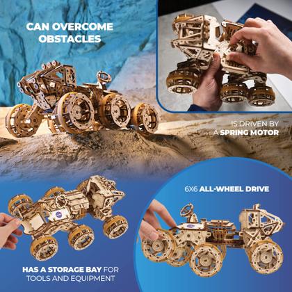 Imagem de UGEARS Manned Mars Rover  Kit de carro modelo de madeira  Modelos 3D de madeira para construir para adultos  Conjunto de quebra-cabeças 3D de madeira  Modelo todo-terreno 6x6 Drive Mars Rover  Presente ideal para entusiastas da exploração espacial