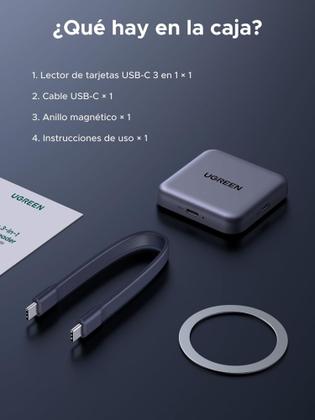 Imagem de UGREEN Adaptador Magnético cartão memória 4.0 TF SD UHS 312 MB/s suporte USB C PD 100W carregamento
