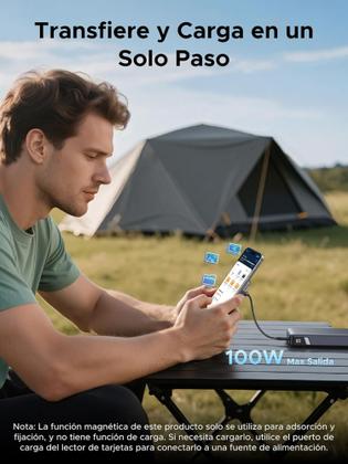 Imagem de UGREEN Adaptador Magnético cartão memória 4.0 TF SD UHS 312 MB/s suporte USB C PD 100W carregamento