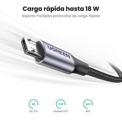 Imagem de Ugreen Cabo Carregador Micro Usb Nylon Trançado 2M, - Preto