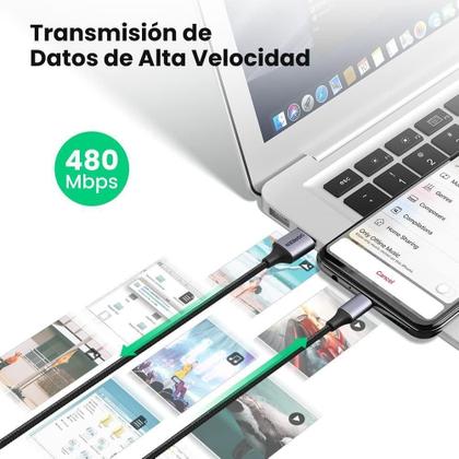 Imagem de Ugreen Cabo Carregador Micro Usb Nylon Trançado 2M, - Preto