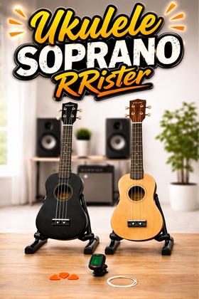 Imagem de Ukulele Acústico Soprano RRister Capa Música 3 Paletas E Afinador