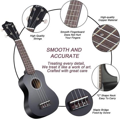 Imagem de Ukulele Soprano Everjoys 21 Polegadas com Afinador e Bolsa