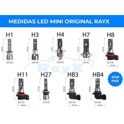 Imagem de Ultra Led Mini RayX 6000k 12000 Lumens 63W H4 Canceller Plug and Play 12V 24V