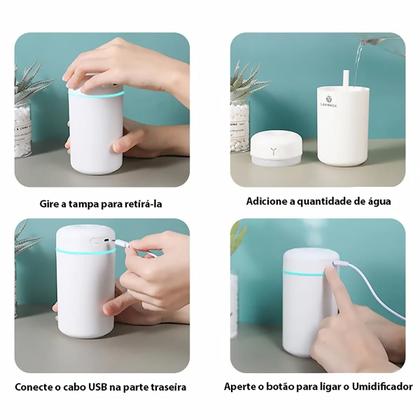 Imagem de Umidificador de Ar Difusor de Aromas Climatizador USB com LED