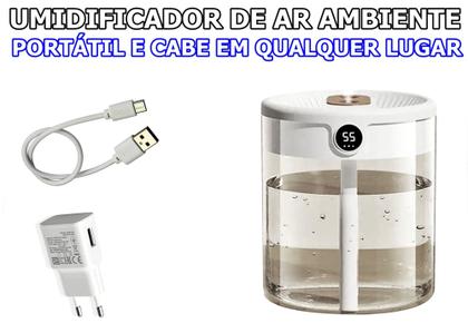 Imagem de Umidificador De Ar Digital Dupla Saída Portátil cabe em qualquer lugar Bivolt 1,2 L com nota fiscal