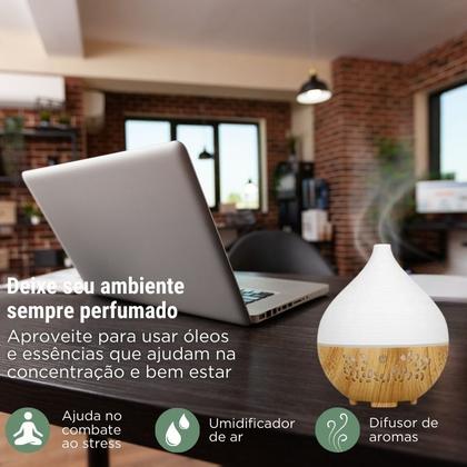 Imagem de Umidificador de Ar e difusor de aromas quarto bebe USB 160ml com 1 Óleo Aromatizador Lavanda