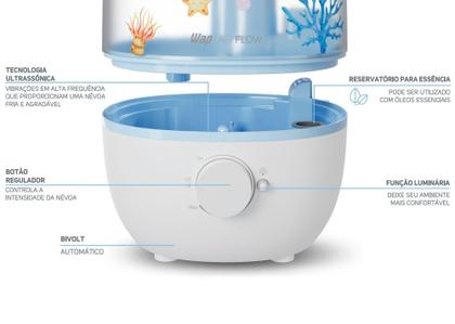 Imagem de Umidificador De Ar Luminária Difusor Wap Air Flow U2 Bivolt Branco E Azul