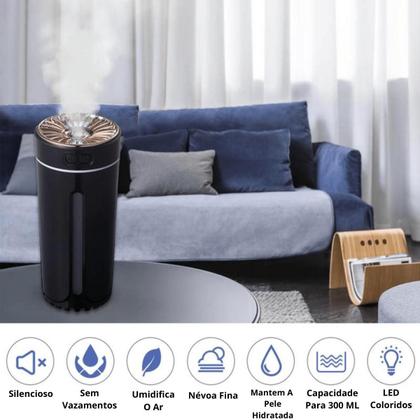 Imagem de Umidificador De Ar Portátil Usb 300ml Com Led Rgb Quarto