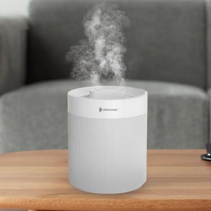 Imagem de Umidificador de Ar Ultrassônico Dellamed Umi Light 2,3L com Aromatizador, Desligamento Automático, 4 Filtros Inclusos, Silencioso e Bivolt