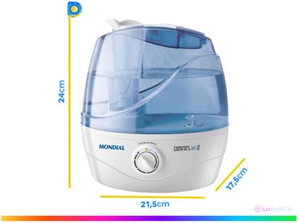 Imagem de Umidificador de Ar Ultrassônico Portátil Mondial Comfort Air 2 NUA-02 2,2L