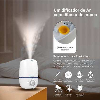 Imagem de Umidificador de Ar Ultrassônico Umi Pop Health 2,3l Dellamed Cor Branco 110v/220v