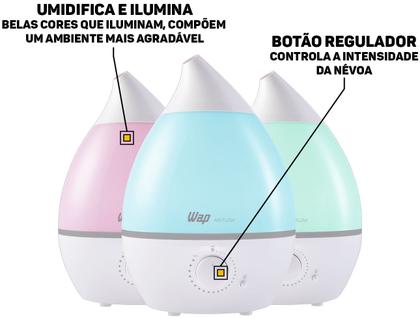 Imagem de Umidificador De Ar Ultrassônico WAP Air Flow 4L C/ Luminária Led E Difusor De Aromas Bivolt Silencioso 20W