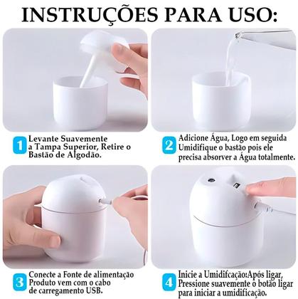Imagem de Umidificador de Ar Usb Portátil Aromatizador Led RGB Bivolt