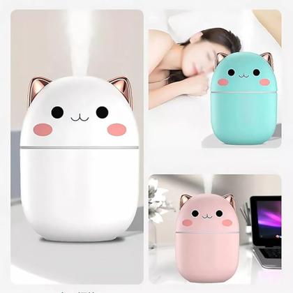 Imagem de Umidificador Difusor de Ar Climatizador Aromático Gatinho Branco