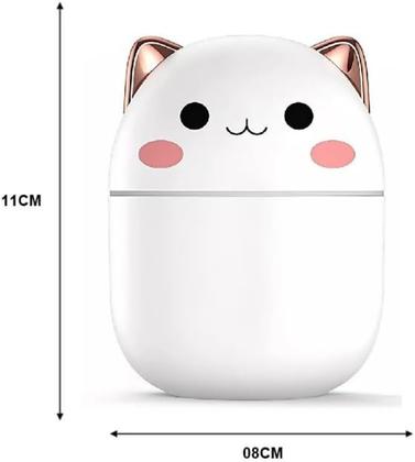 Imagem de Umidificador Difusor de Ar Climatizador Aromático Gatinho Branco