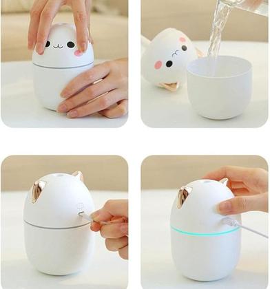 Imagem de Umidificador Difusor de Ar Climatizador Aromático Gatinho Branco