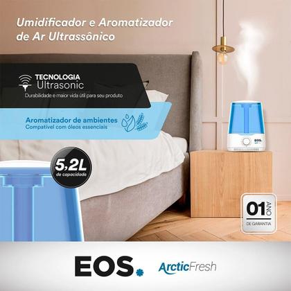 Imagem de Umidificador e Aromatizador de Ar Ultrassônico EOS 5 Litros Azul 25W EUM05A Bivolt