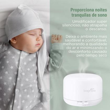 Imagem de Umidificador e Difusor de Ar para Quarto de Bebê Ultrassônico Luz Led e Óleo Aromatizador Lavanda - Holdmay