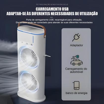 Imagem de Umidificador portátil 3 níveis com led climatiza ventila resfria 3 em 1 