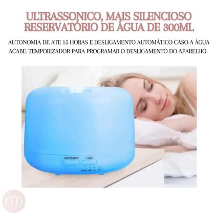 Imagem de Umidificador Purificador De Ar Difusor Aromatizador Luz Led 7 Cores Luminária