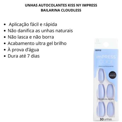 Imagem de Unhas Autocolantes Kiss Ny Impress Bailarina Cloudless