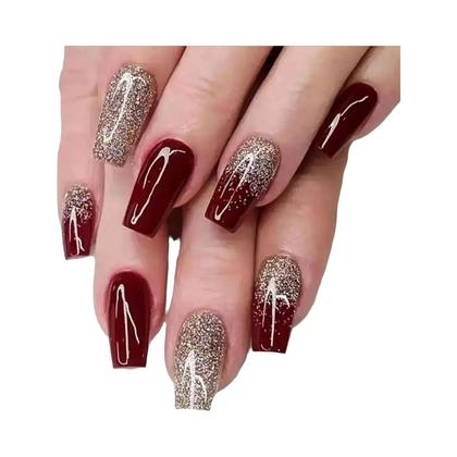 Imagem de Unhas Francesas Curtas Minimalistas com Glitter - Kit com 24 Unidades, Gel e Lixa
