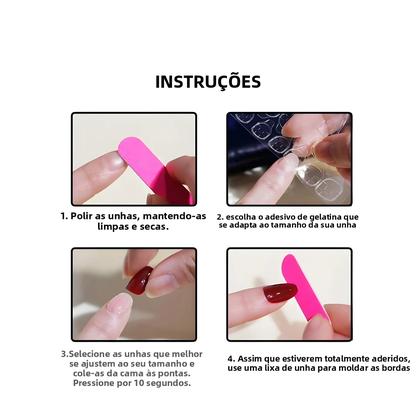 Imagem de Unhas Francesas Curtas Minimalistas com Glitter - Kit com 24 Unidades, Gel e Lixa
