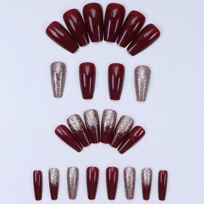 Imagem de Unhas Francesas Curtas Minimalistas com Glitter - Kit com 24 Unidades, Gel e Lixa