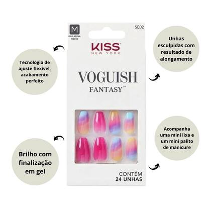 Imagem de Unhas postiças kiss ny voguish fantasy the motto bailarina médio c/28un se02