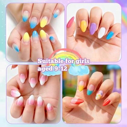 Imagem de Unhas Postiças krofaue 240 Peças Gel Macio Transparente Formato Amêndoa para Crianças