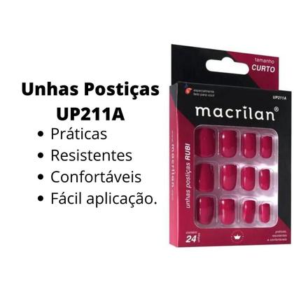 Imagem de Unhas Postiças Rubi Curto Sem Adesivo Macrilan Ref. Up211a
