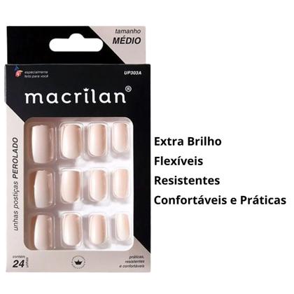 Imagem de Unhas Postiças UP303A Tamanho Médio Perolado - Macrilan