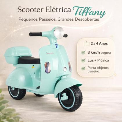 Imagem de Uni toys moto elétrica infantil 6v scooter verde tiffany para crianças a partir de 2 anos com bateria de 6 volts e design atrativo