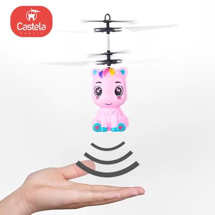Imagem de Unicornio Rosa Brinquedo Voador Sensor De Mão Luz Robô Voa Castela